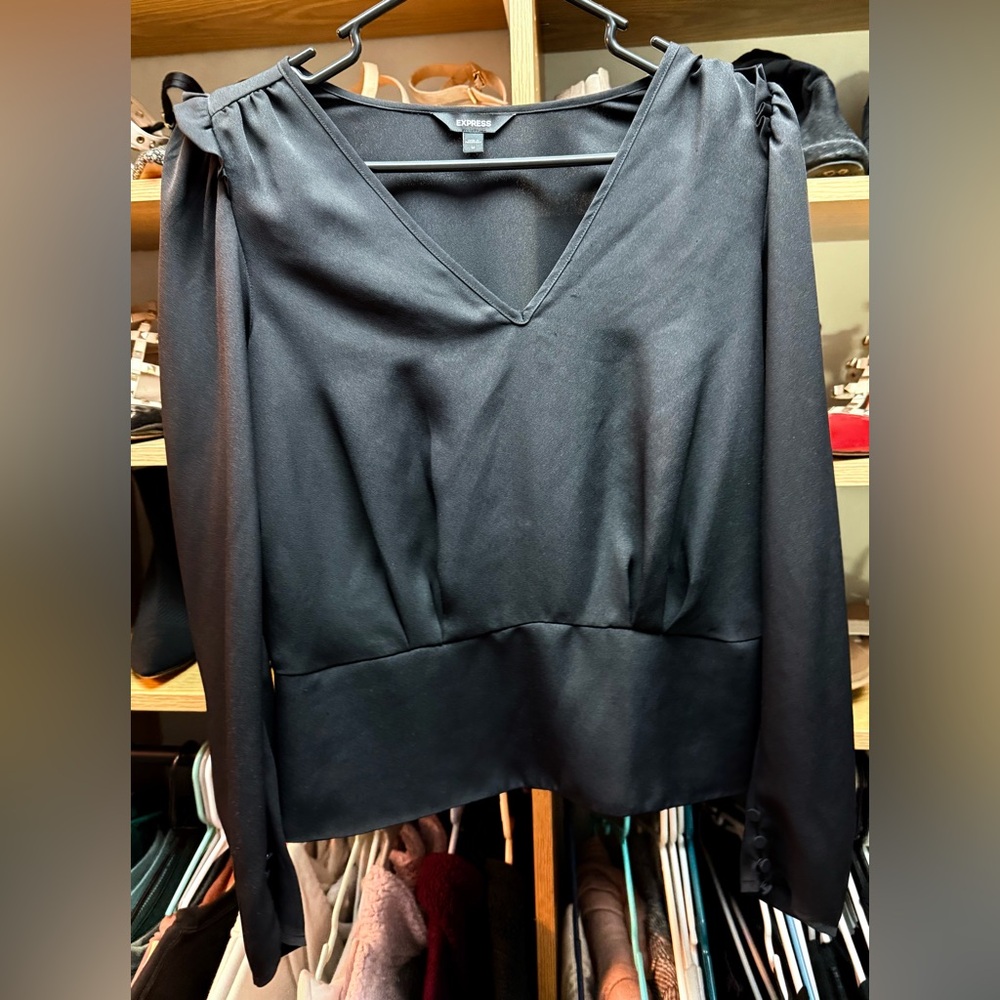 Express Black V-Neck Blouse